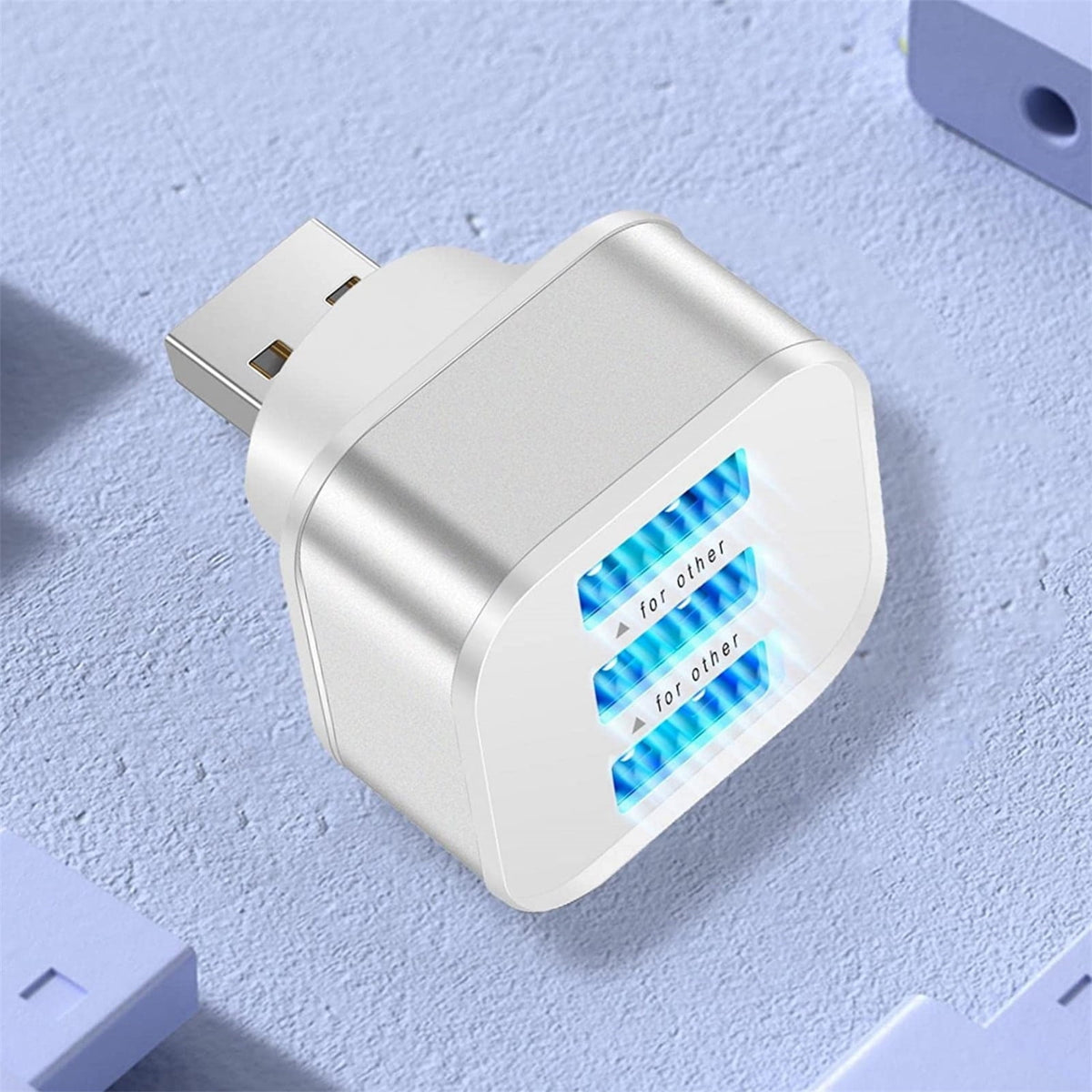 USB-Hub mit drei Anschlüssen und LED-Beleuchtung, 3,1 × 3,1 × 3,5 cm - Image 4