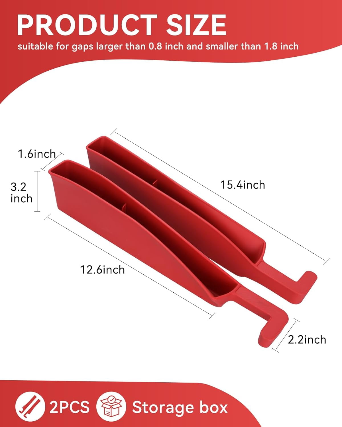 Sitzspaltfüller fürs Auto mit Ablagefach und Handyhalter, 2er-Set in Rot - Image 2
