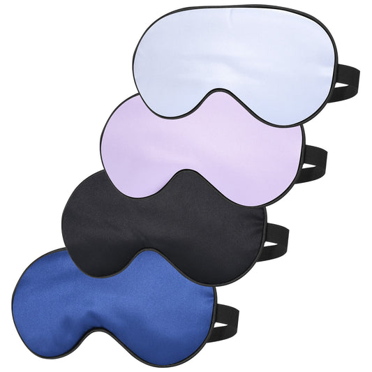 Schlafmasken aus Satin, 4er-Set mit verstellbarem Band und weicher Fütterung