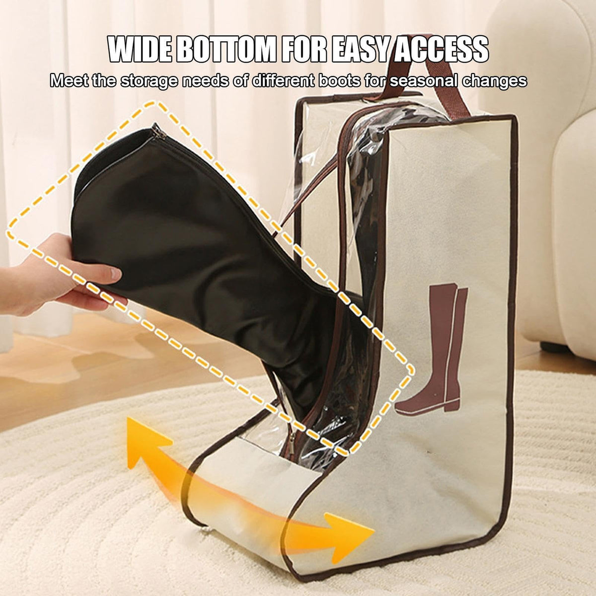 Stiefeltasche aus kräftigem PVC mit Reißverschluss und Tragegriff für ein Paar - Image 6