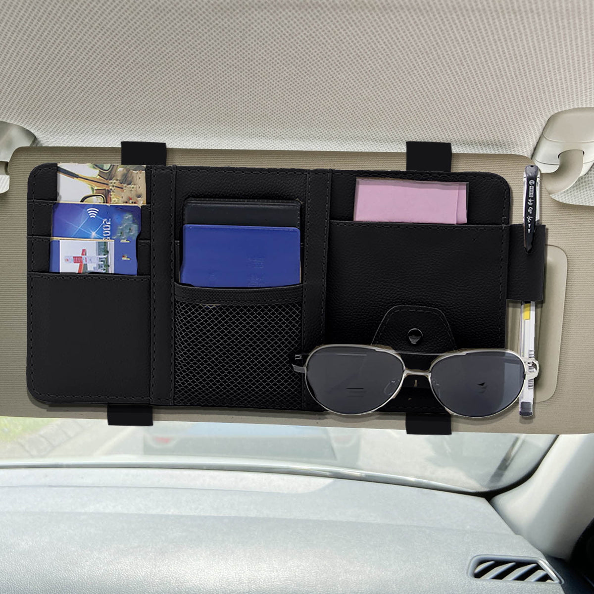 Organizer für die Sonnenblende im Auto mit mehreren Fächern, 12 × 6 Zoll - Image 2