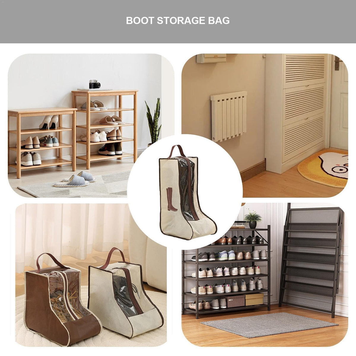 Stiefeltasche aus kräftigem PVC mit Reißverschluss und Tragegriff für ein Paar - Image 5