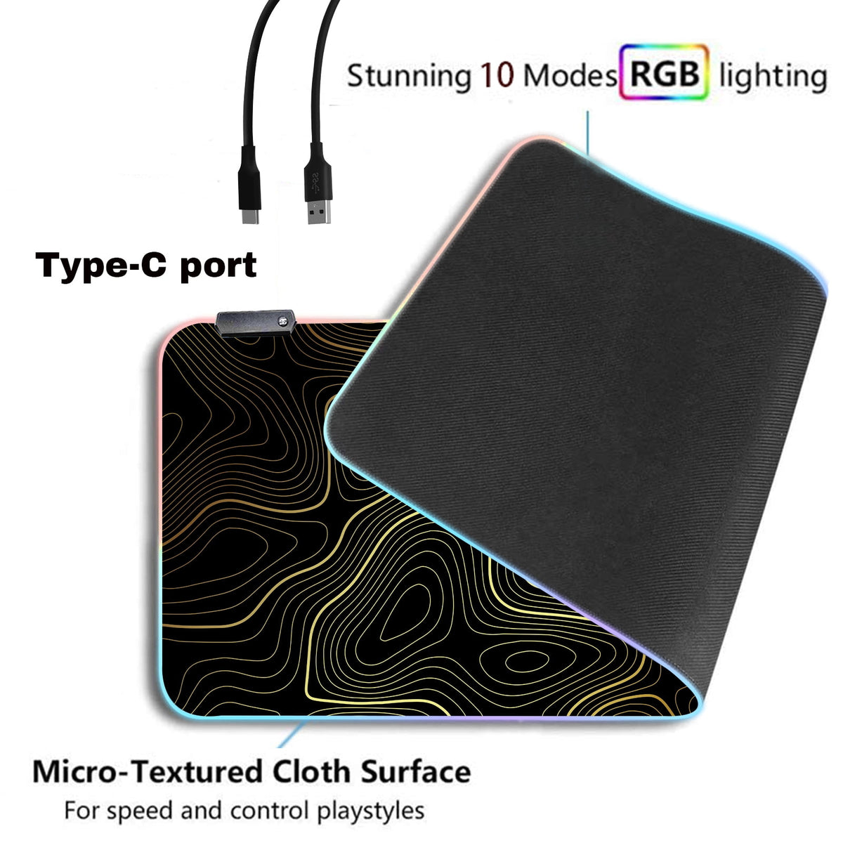 XXL-Mauspad mit RGB-Beleuchtung und 12 Modi, 31,5 × 11,8 Zoll - Image 2