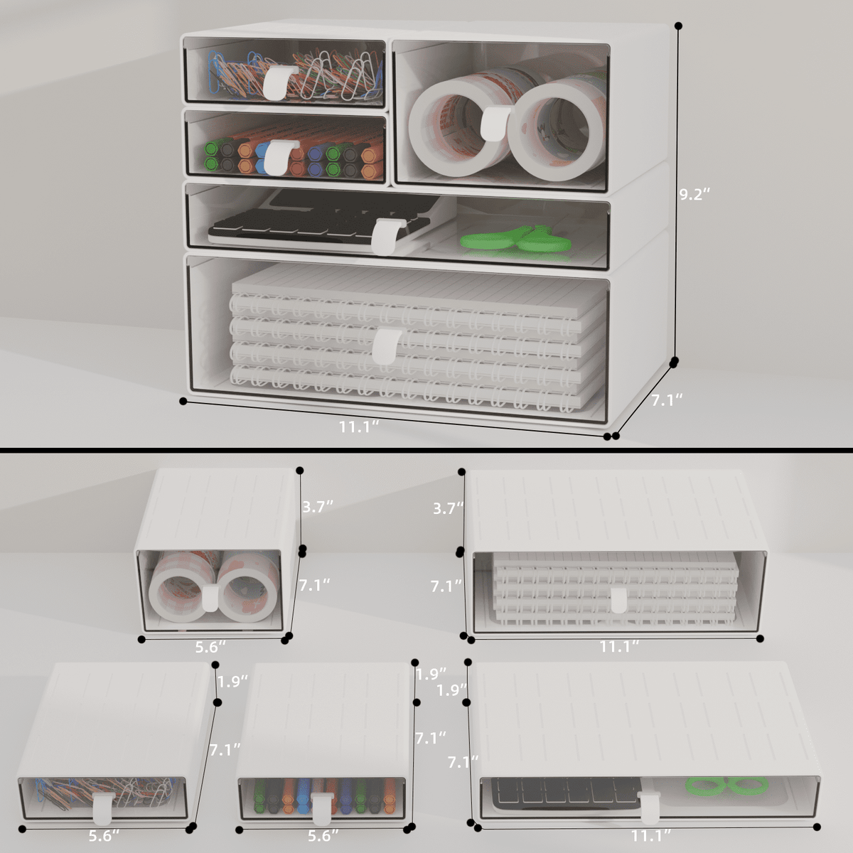 Schubladenbox für den Schreibtisch mit fünf transparenten Schubladen - Image 4