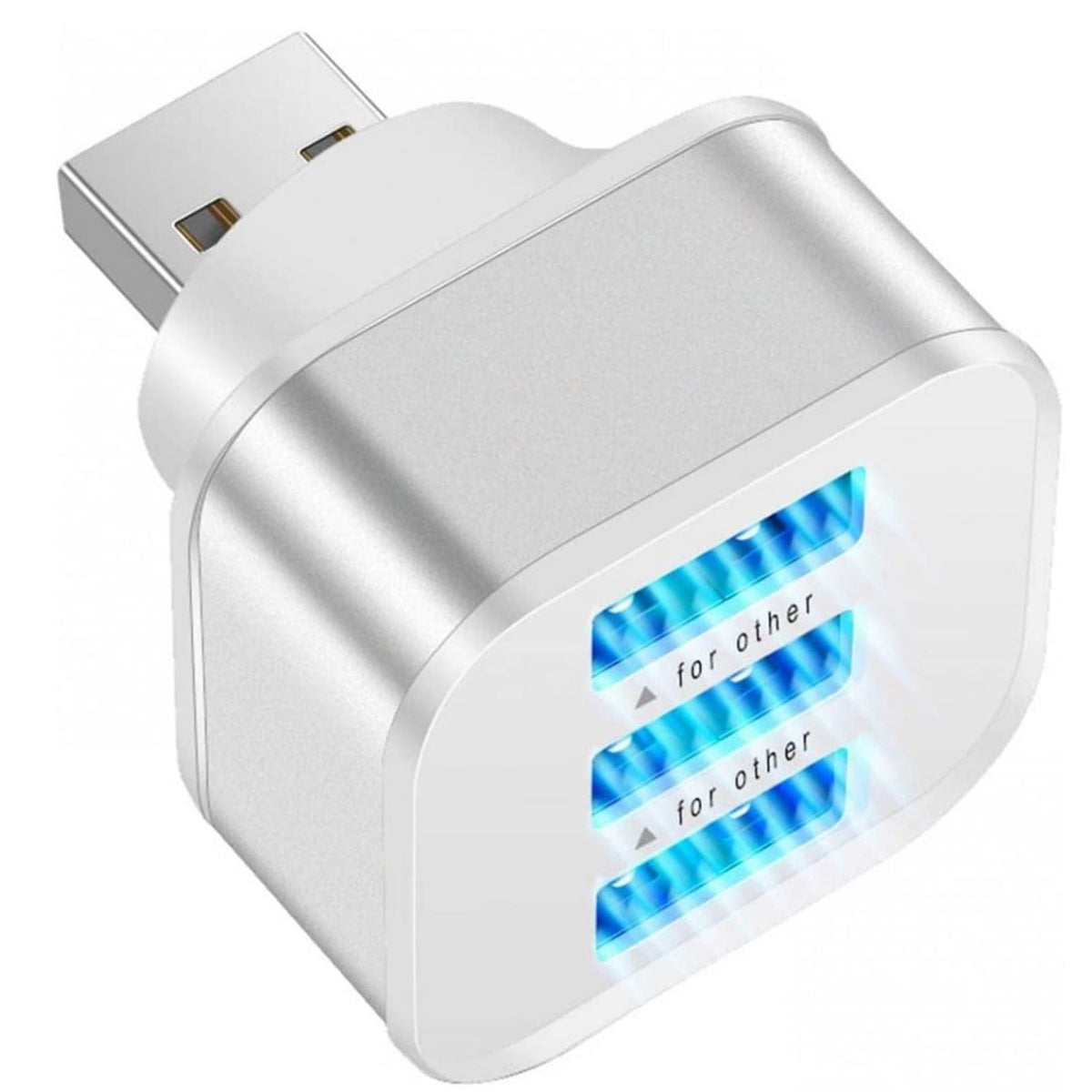 USB-Hub mit drei Anschlüssen und LED-Beleuchtung, 3,1 × 3,1 × 3,5 cm