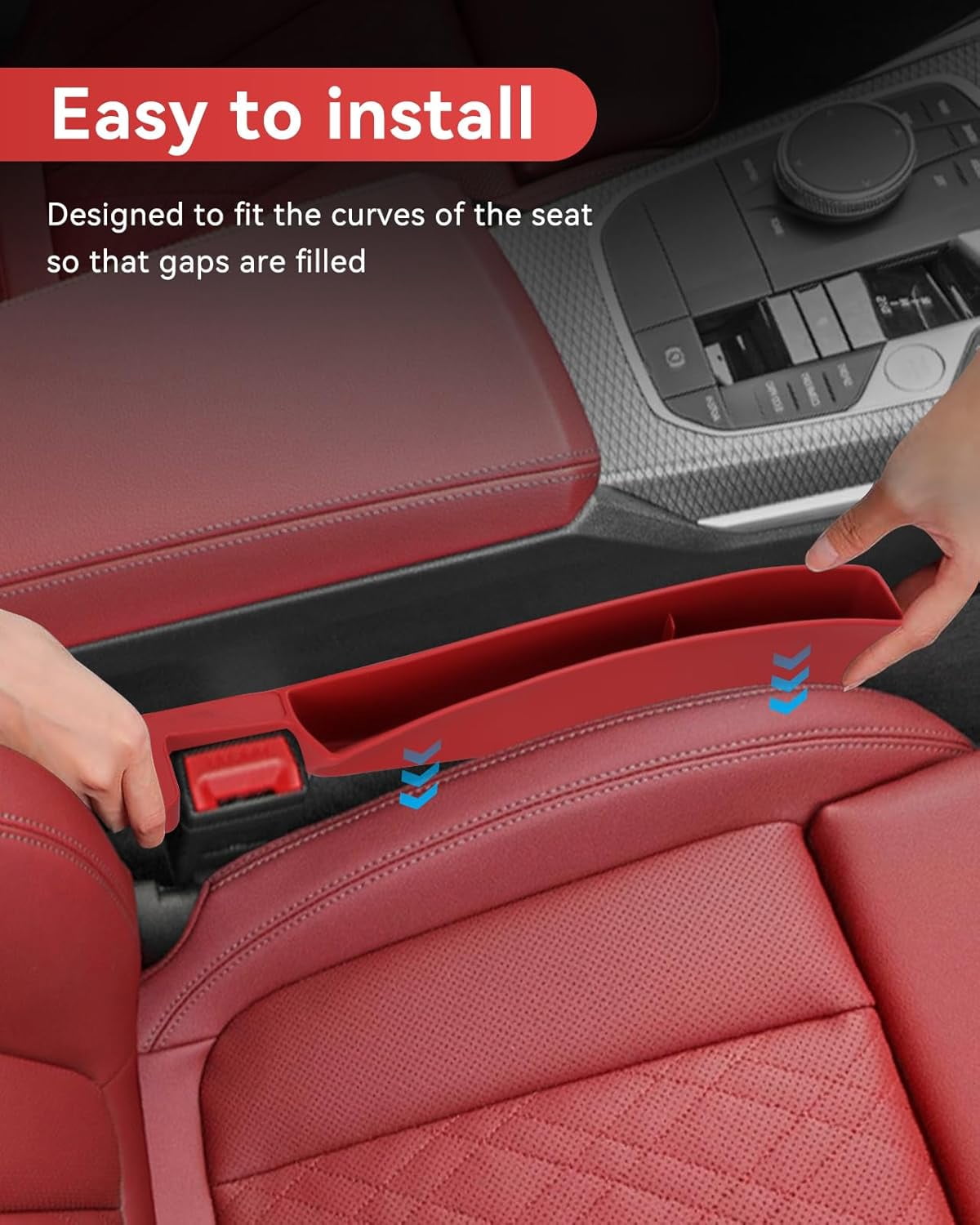 Sitzspaltfüller fürs Auto mit Ablagefach und Handyhalter, 2er-Set in Rot - Image 4