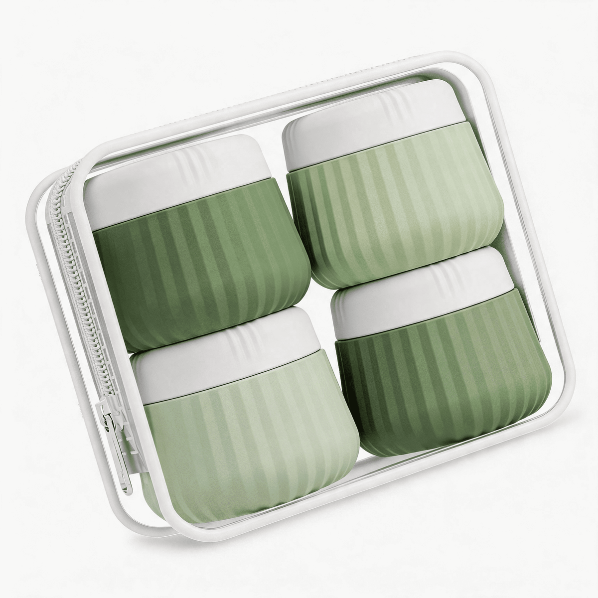 Reisedosen aus Silikon, 4er-Set mit je 1 oz Inhalt und durchsichtiger Tasche