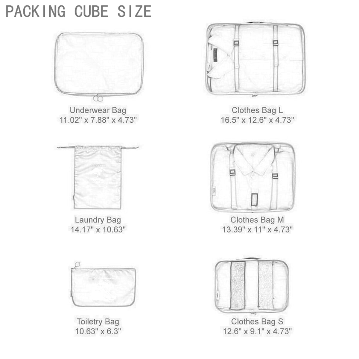 Packwürfel-Set mit sechs Teilen für den Koffer, inklusive Wäsche- und Kulturbeutel - Image 3
