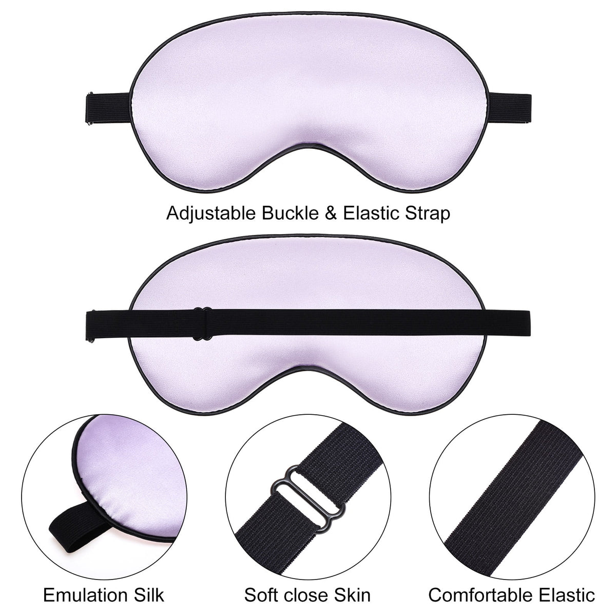 Schlafmasken aus Satin, 4er-Set mit verstellbarem Band und weicher Fütterung - Image 3