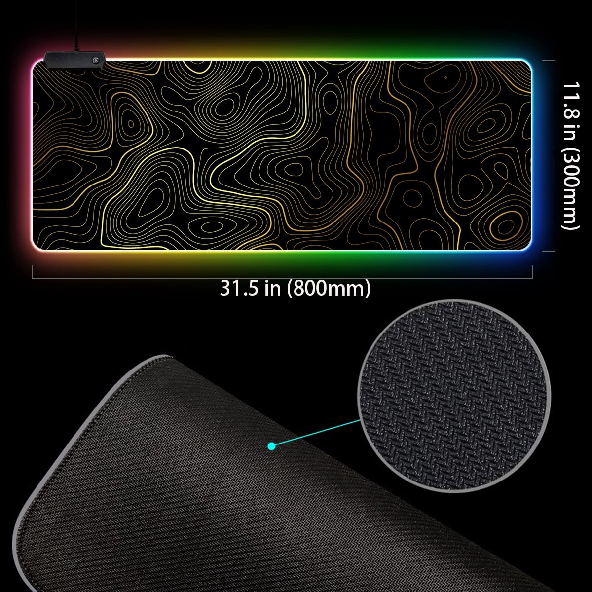 XXL-Mauspad mit RGB-Beleuchtung und 12 Modi, 31,5 × 11,8 Zoll - Image 4